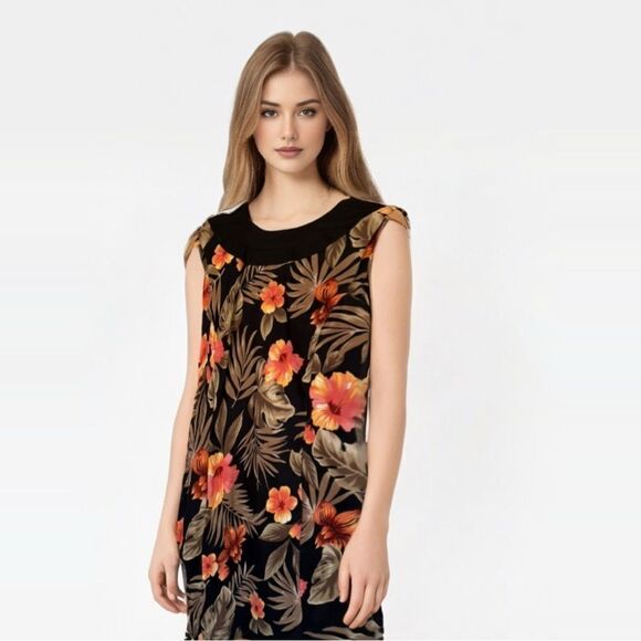 AB Studio Tropical Floral Sleeveless Shift Dress Size 12 Vibrant‎ Summer - Picture 1 of 8